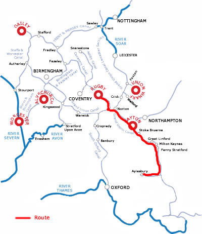 The Aylesbury And Return From Rugby.php cruising route map