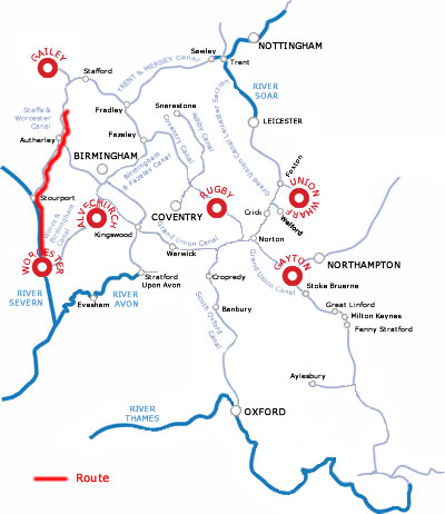 The Staffordshire And Return From Worcester.php cruising route map The Staffordshire And Return From Worcester.php cruising route map